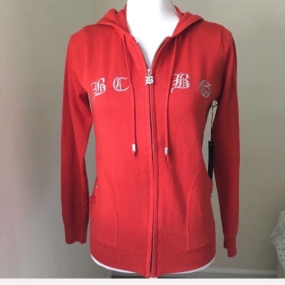 BCBG Rhinestone Logo Sweater Hoodie Large NWT